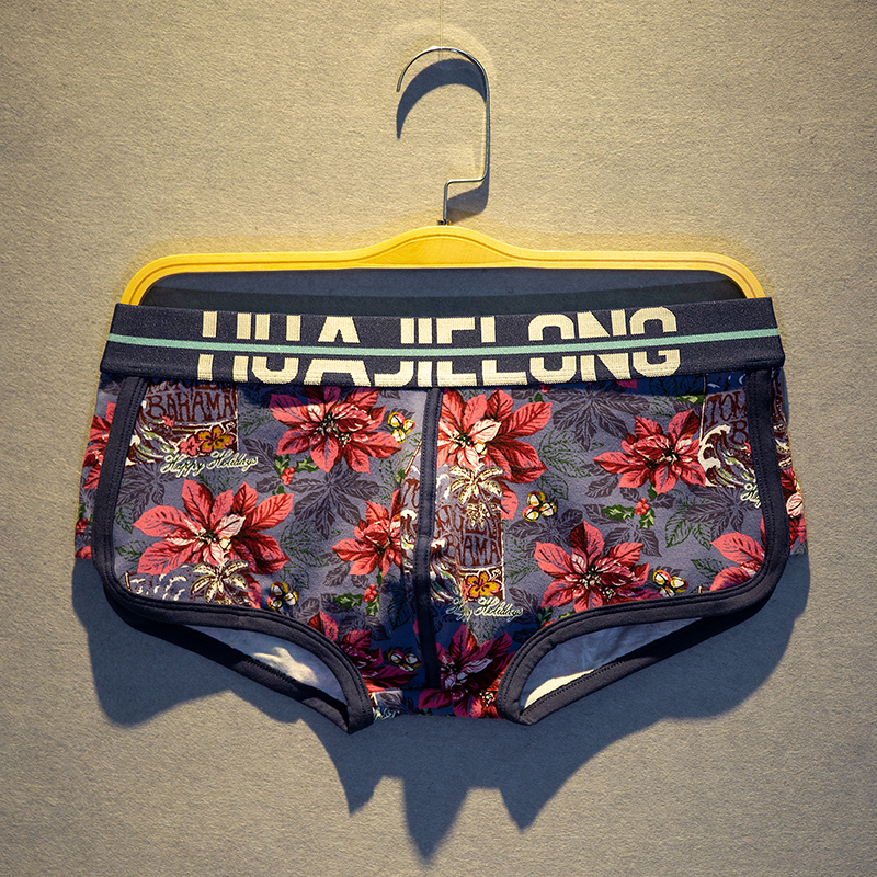 3条男内裤男式平角裤腰性感帅气花内裤个性潮流韩版四角短裤头