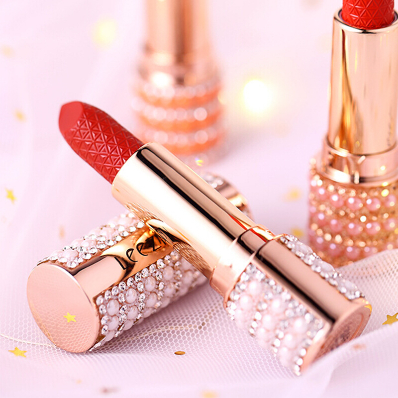 珍珠幻彩丝绒花口红雾面哑光滋润保湿唇膏持久不色不脱妆420豆沙色