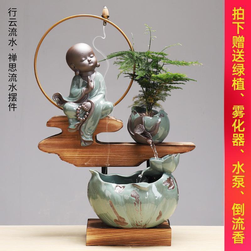 美帮汇创意流水器喷泉景观轮客厅办公室家居桌面摆件开业送礼品高清大图
