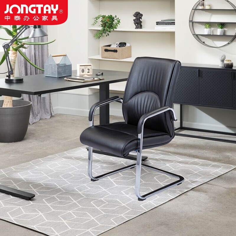 中泰(jongtay)会议椅培训椅人体工程学办公椅总裁领导老板椅电脑椅弓形椅书房椅 J-WFN7C8-HE高清大图