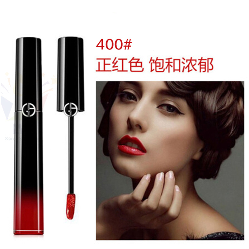 ARMANI阿玛尼 漆光迷情黑管唇釉显色口红 6ml 400 #复古红不带闪 显白
