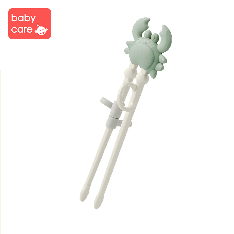 babycare儿童筷子训练筷 宝宝一段学习筷健康环保练习筷餐具套装 淡藻绿 2166