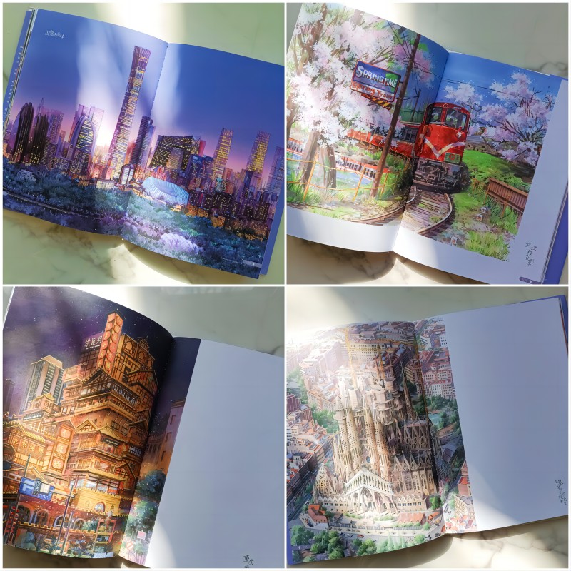 [正版]世间的晨起与暮落 画画的老张和面包 赠18张线稿+4张明信片 中国青年艺术家 马克笔手绘插画师高清大图
