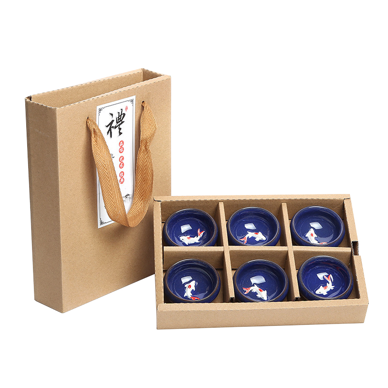 梦多福大蓝茶具套装 XTL967 锦鲤鱼茶具六件套 家居功夫茶具 (套)