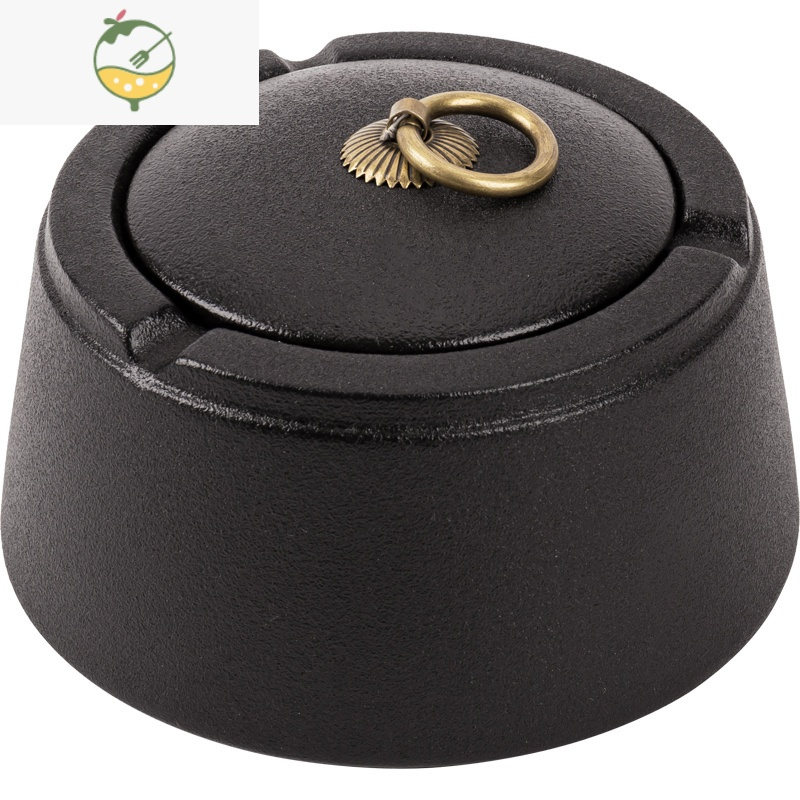 缸家用陶瓷烟缸大号创意时尚卧室客厅带盖防风防飞灰烟盒粗陶烟灰缸