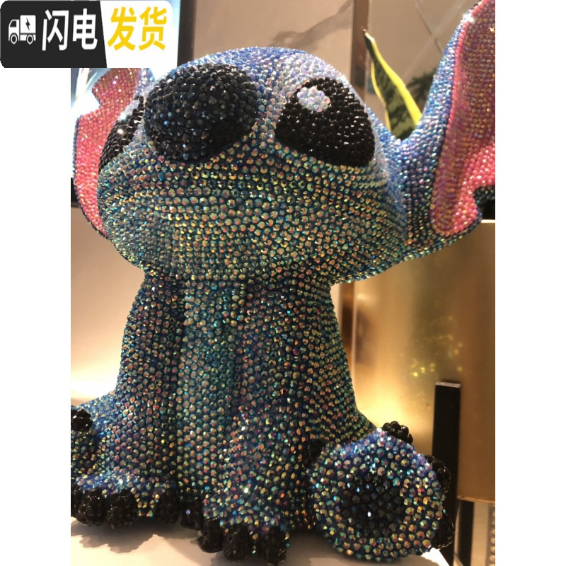 三维工匠史迪仔星际宝贝模型贴钻储蓄罐存钱罐 大号坐32cm特大号蓝色 史迪仔贴钻成品高清大图