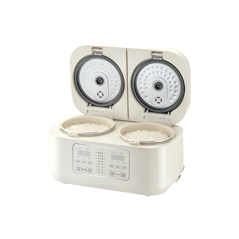美的(Midea)双子座饭煲 1.6L*2 双胆双控 电饭煲 白玉晶釜内胆 24H预约 RC328杏色(台)高清大图