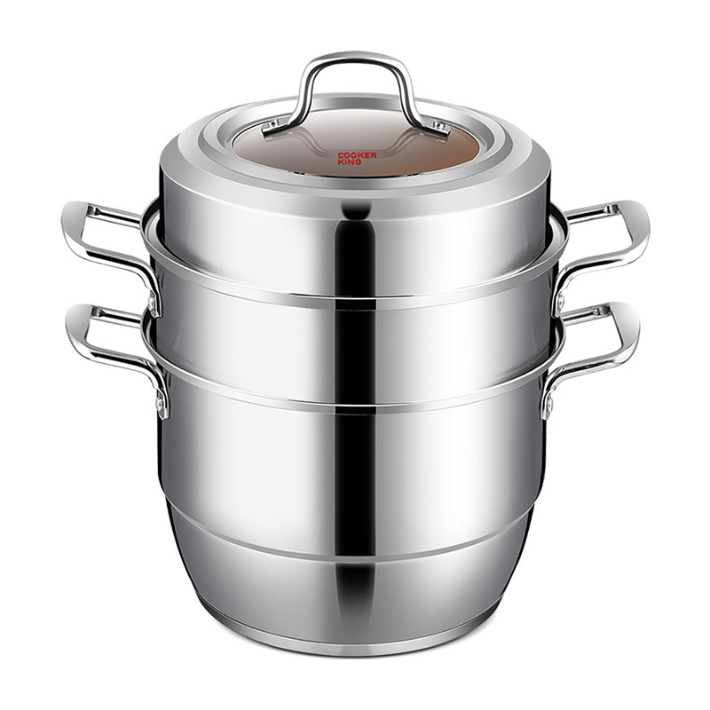炊大皇(COOKER KING)套锅 钛晶四件套不粘锅蒸锅28CM菜板刀具组合锅具