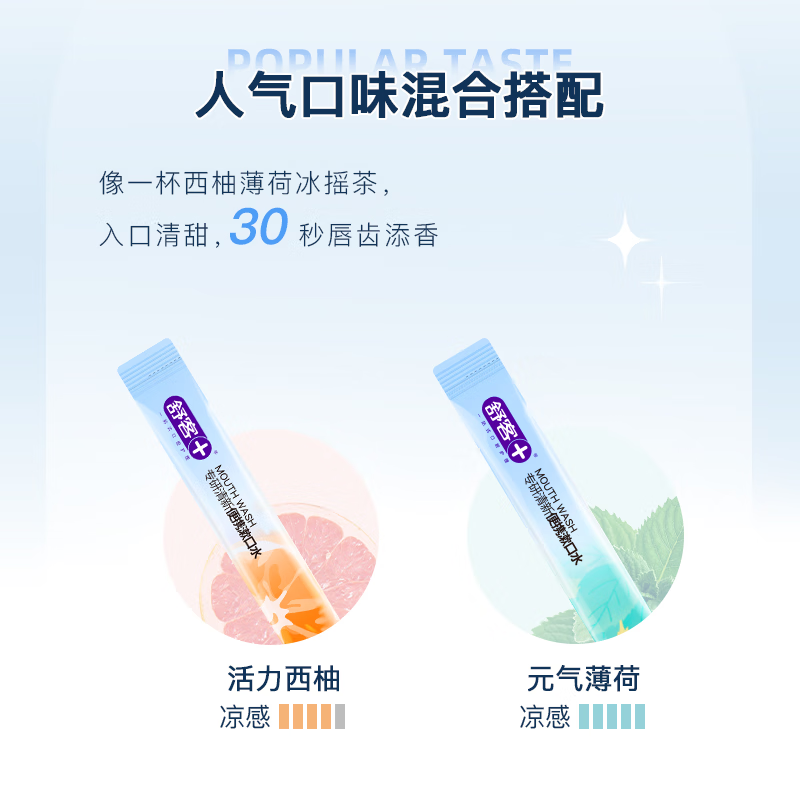 舒客(Saky) ZHS-BX210便携条装漱口水 一次性清新口气 12ml×20条 (活力西柚+元气薄荷)高清大图