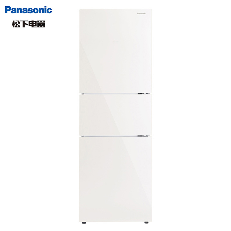 松下(Panasonic) NR-C240GM-XW 237升 三门冰箱 三开门 家用 电冰箱 节能静音 玻璃面板 白色