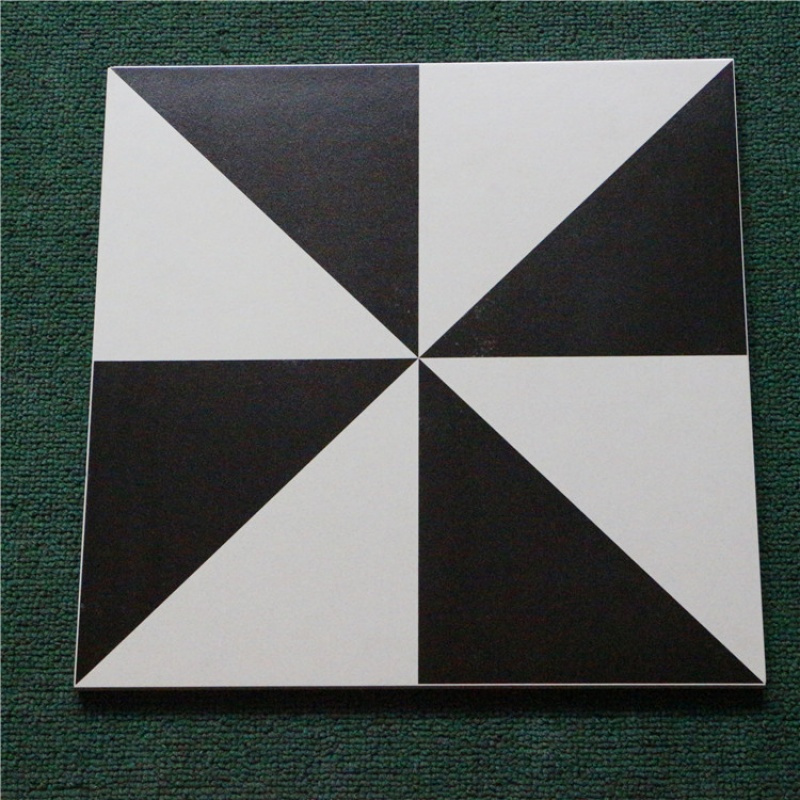 壹德壹瓷砖型号 黑白格子釉面地砖仿古小花砖300x300餐厅厨房卫生间