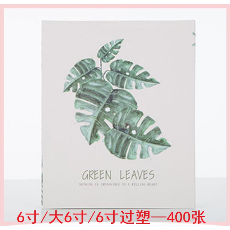 盒装相册影集 5 6 7寸混装大容量插页式家庭情侣婚纱照成长纪念册 三维工匠 简墨树叶-6寸塑封400张高清大图