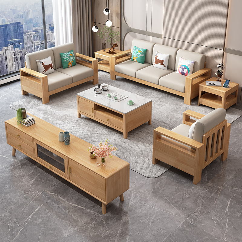 匡大 KD8805 北欧风实木沙发现代简约沙发高清大图