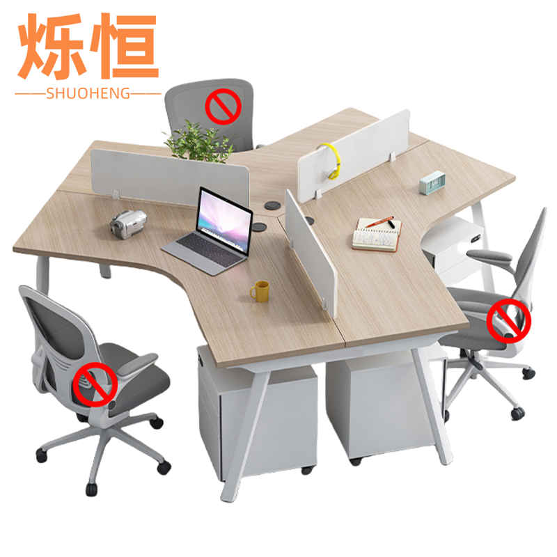 烁恒 职员办公桌 三人位含柜 套高清大图