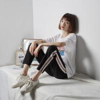 【1折价29.9元】唐狮运动裤女秋宽松新款冬季哈伦休闲裤子女黑色