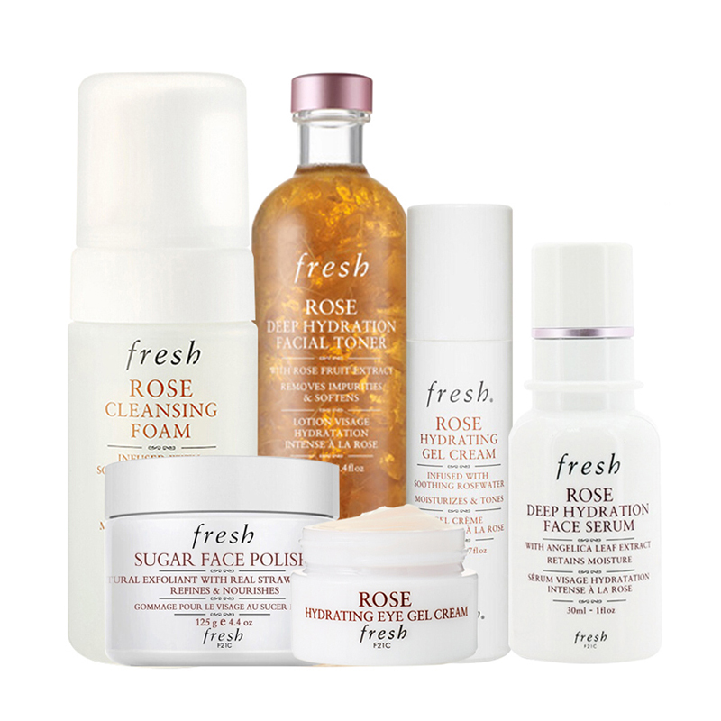 fresh馥蕾诗玫瑰润泽舒缓女士面部护肤套装 孕妇可用 补水套装 (洁面