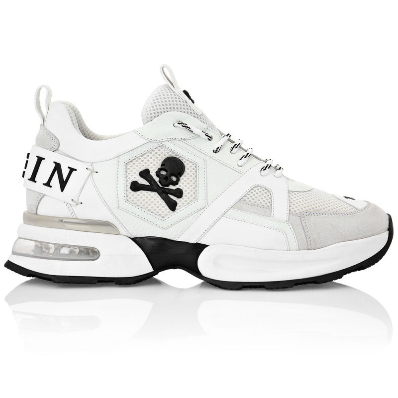 philippplein菲利浦普莱因男士白色骷髅头细节休闲运动鞋老爹鞋paas