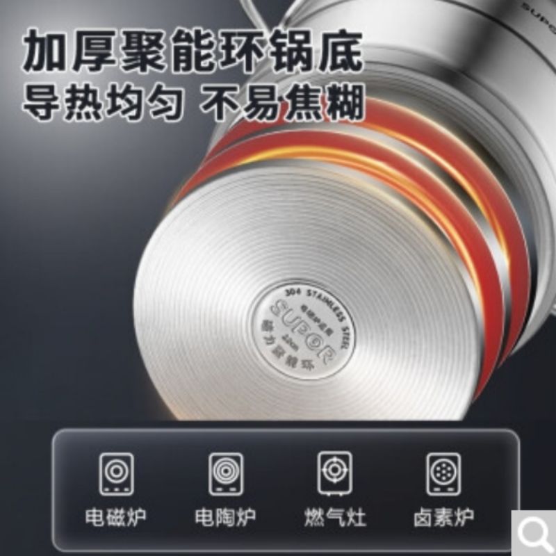 苏泊尔 汤锅 304不锈钢煮粥炖汤锅具燃气电磁炉通用 24CM 货期5-10天高清大图