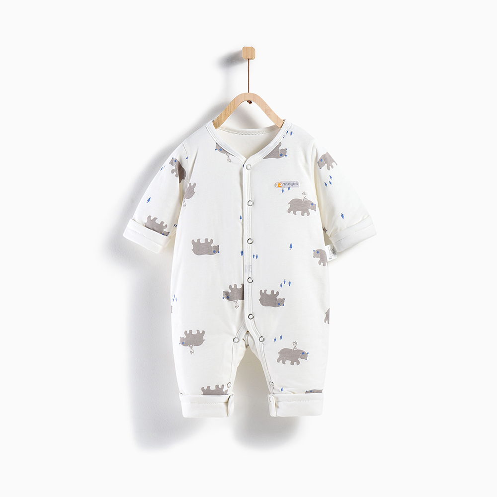 童泰TONGTAI婴童棉服秋冬纯棉薄棉连体衣1-24个月宝宝哈衣爬服儿童通用90cm