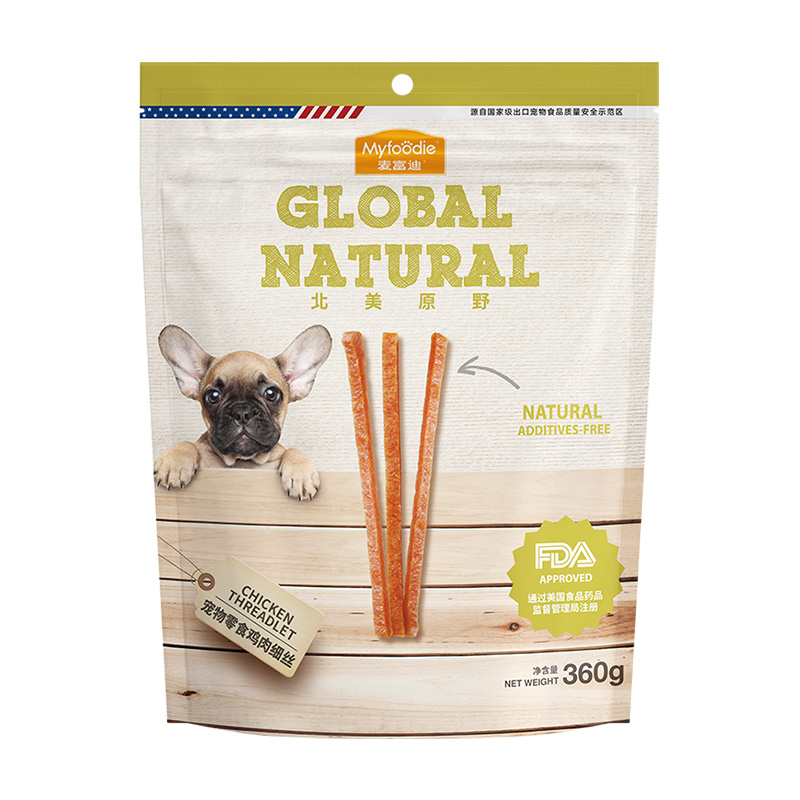 麦富迪狗零食鸡肉干条鸡肉细丝360g幼犬泰迪狗零食宠物小狗训练奖励