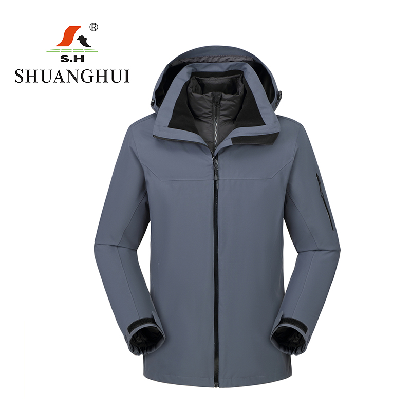 双惠男女款春秋标志工作服SHW-86，面料100%棉，灰褐色155-195（套）