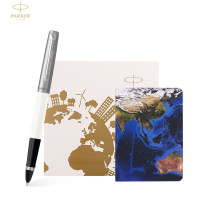 派克（PARKER）签字笔礼盒 乔特复古白白夹宝珠笔+AR笔记本礼盒套装