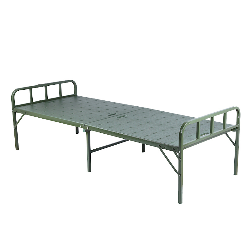 塑钢行军床便携式折叠床军绿色折叠床塑钢二折床部队专用