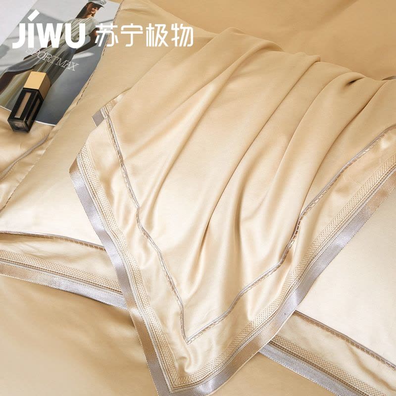 苏宁极物100支新疆长绒棉高端四件套全棉纯棉床单被套四季通用床上用品图片