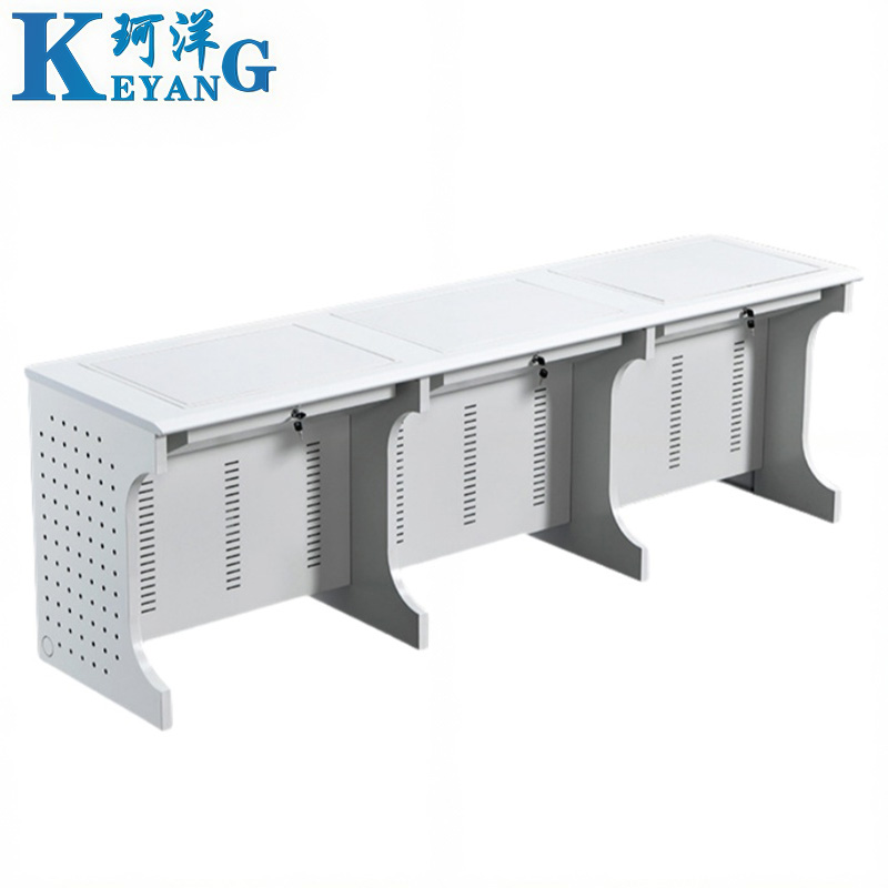 珂洋 翻转电脑桌 三人位灰白色 张高清大图