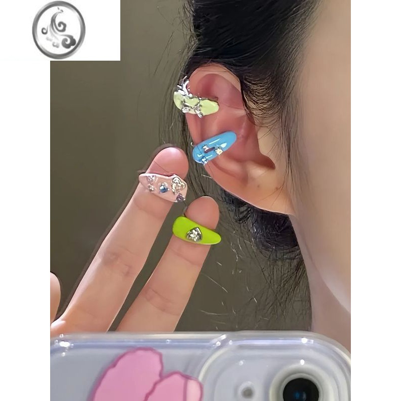 JiMi青春记录 多彩趣味滴油耳夹女耳骨夹无耳洞耳饰女