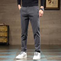 跨境裤子男加绒时尚简约修身长裤男款防风舒适抗寒休闲裤男士 29（2尺2）110斤 9802深灰常规