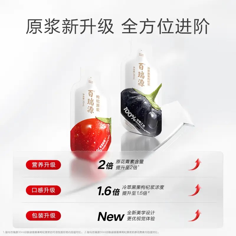 百瑞源1800ml枸杞原浆红+黑 30ml*(30袋红+30袋黑)/盒高清大图