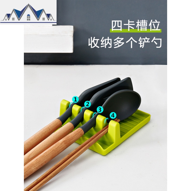 家用锅铲架厨房台面收纳锅盖架置物架多功能厨具汤勺垫筷子铲子托 三维工匠高清大图
