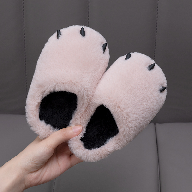 宝宝拖鞋冬季网红可爱毛绒爪子男女童拖鞋室内保暖居家亲子棉拖鞋