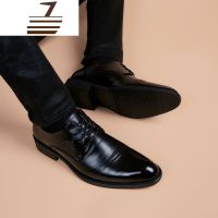 尗卡韩版皮鞋男真皮商务正装青年尖头系带内增高休闲潮流英伦男鞋软皮休闲鞋