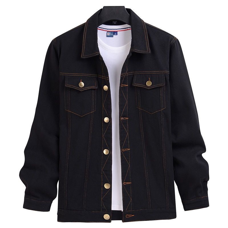男士牛仔夹克中年大码牛仔褂宽松耐磨电焊加厚工作服上衣工装外套