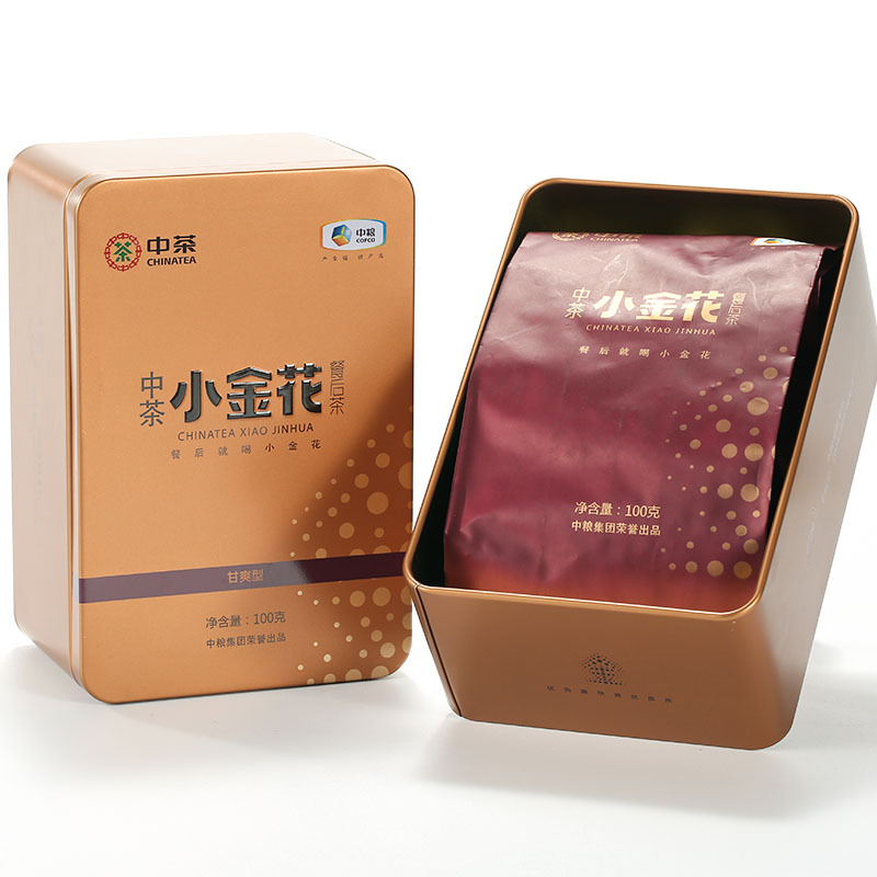 中茶黑茶安化小金花餐后茶安化黑茶金花茯茶罐装100g