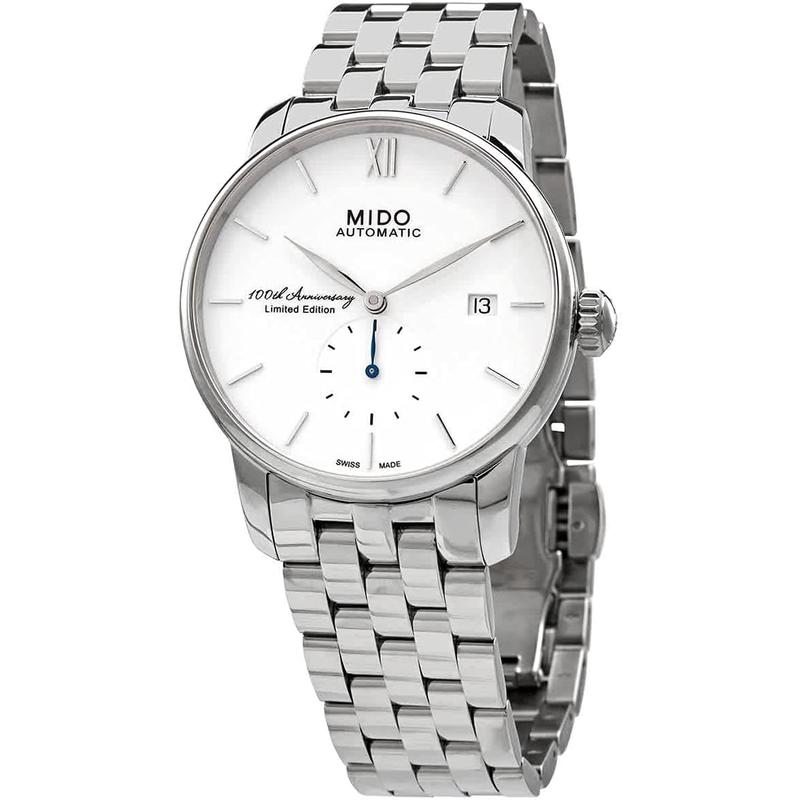 Mido男士自动机械白盘精钢玫瑰金腕表防水米瑞士原装进口高清大图