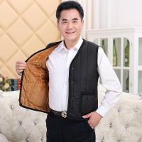 2019新款休闲舒适中老年加绒加厚棉马甲坎肩爸爸保暖棉背心外套大码内胆男装爷爷装 马甲 男 臻涩 XXL 黑色