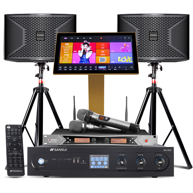 山水(SANSUI)S9-10套装家庭影院KTV音响专业会议系统娱乐家用舞台音箱无线麦克风2T智能语音点歌机