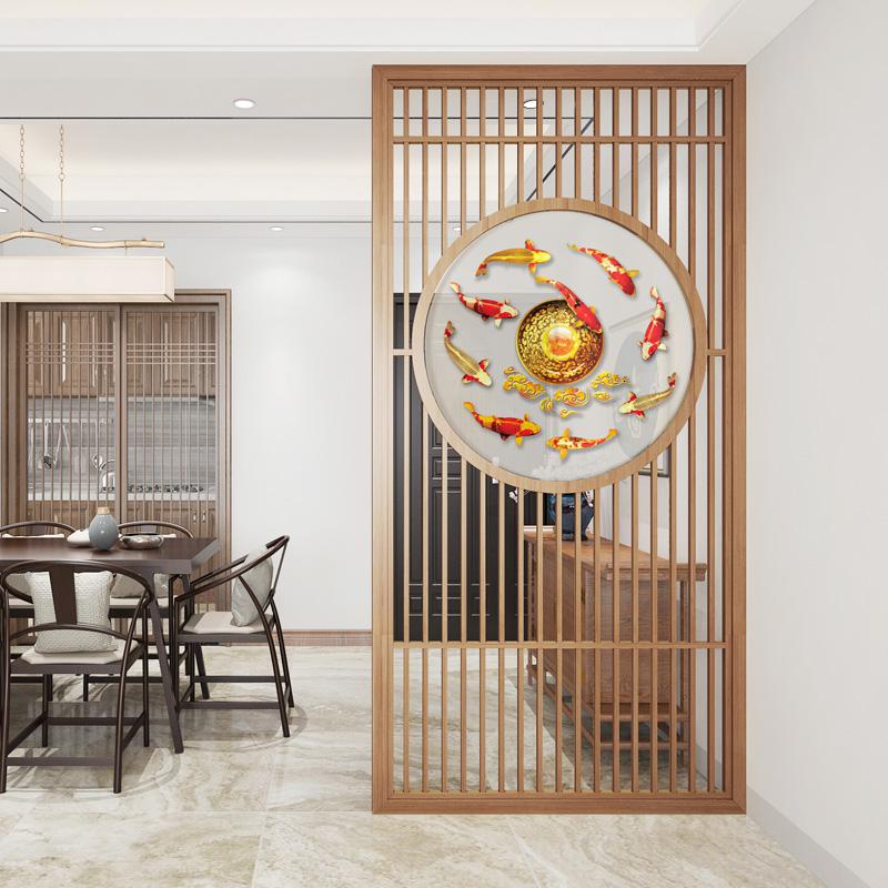 BONJEAN新中式入户屏风 隔断客厅实木玄关现代简约办公屏障 山水座屏高清大图