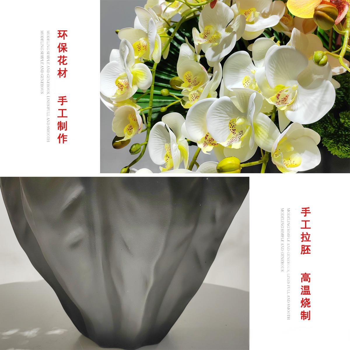 小窝厘 现代仿真花花艺仿真蝴蝶兰盆景插花装饰客厅摆设 (陶瓷花器+仿真花+干枝)货号1396*高清大图