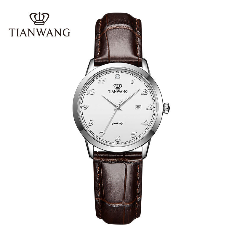 天王表(TIANWANG)手表 石英表皮带时尚休闲情侣表大气时尚男表简约休闲女士手表 3886 女表白色