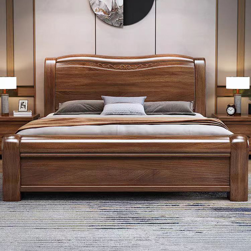 臻远ZY4022923胡桃木实木床1.8米双人床高清大图