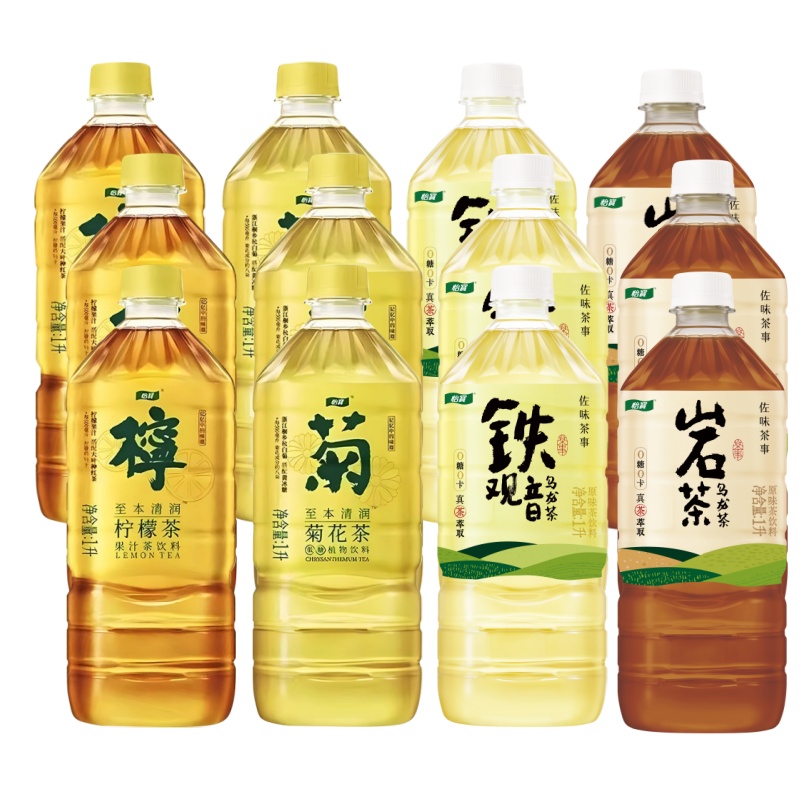 怡宝菊花茶柠檬茶岩茶铁观音1L*12瓶混合装茶香浓郁即饮无糖低糖茶饮料高清大图