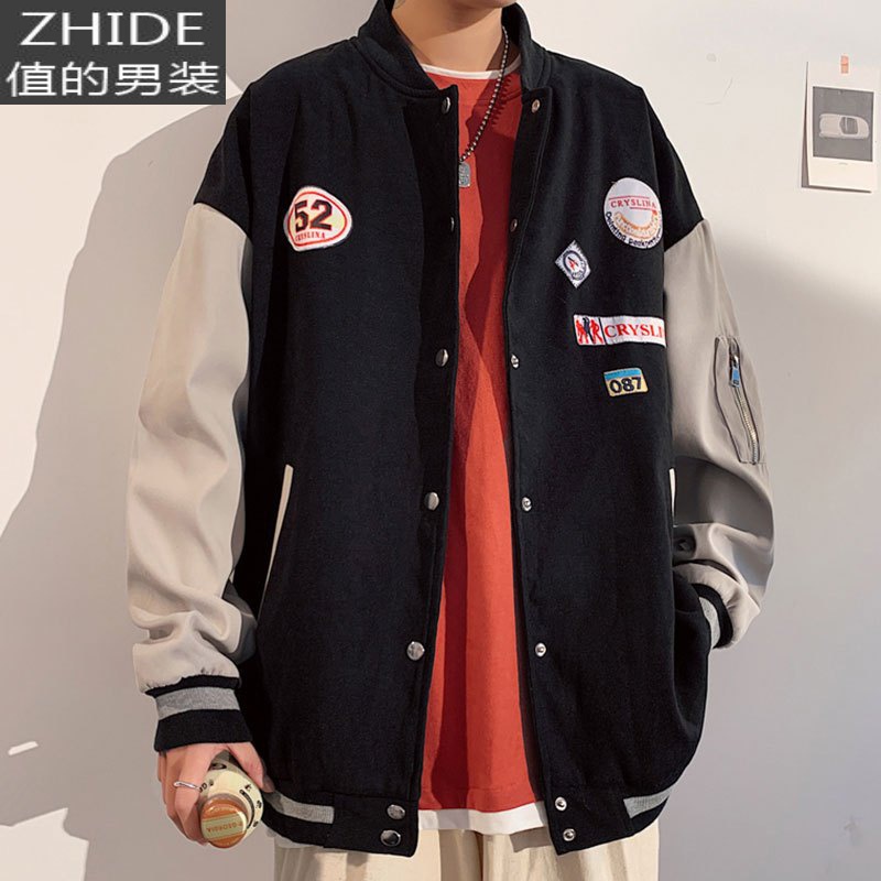 SUNTEK韩版潮流棒球服男潮牌休闲运动上衣夹克胖子大码春秋百搭秋装外套夹克高清大图