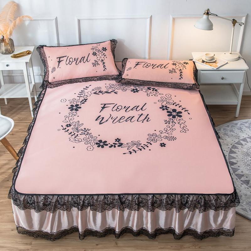 美帮汇床裙冰丝席凉席三件套1.8m床夏季可水洗折叠夏天空调软席子1.5米2 梦境-玉色 1.5m（5英尺）床