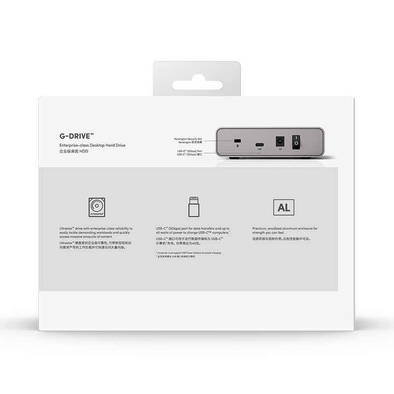 闪迪大师G-Technology6TB企业桌面硬盘3.5英寸传输速度250MB/S兼容Type-C/USB