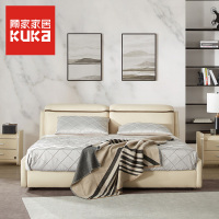 顾家家居KUKa 真皮床简约现代实木皮床软床双人床1.8米婚床主次卧室113(含排骨架)