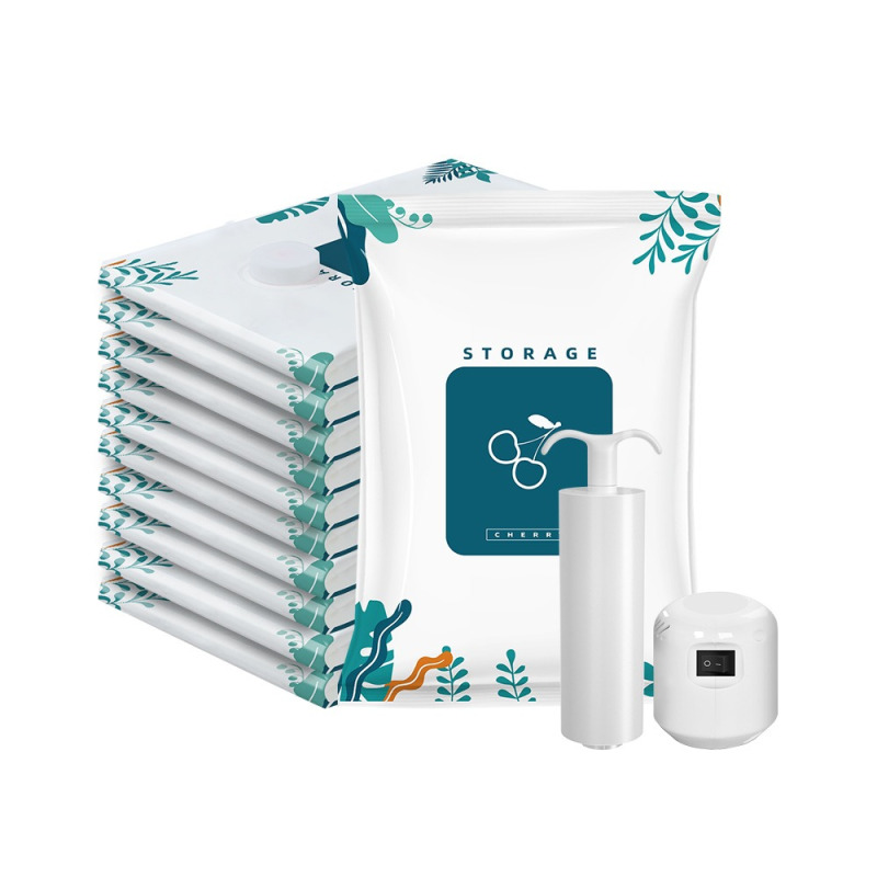 丽佳邦加厚真空收纳压缩袋衣服衣物被子收纳袋新款塑料家用宿舍专用袋子 绿叶雨林5个 中号60*80CM加厚高清大图